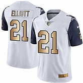 Nike Men & Women & Youth Cowboys 21 Ezekiel Elliott White Limited Golden Color Rush Jersey,baseball caps,new era cap wholesale,wholesale hats